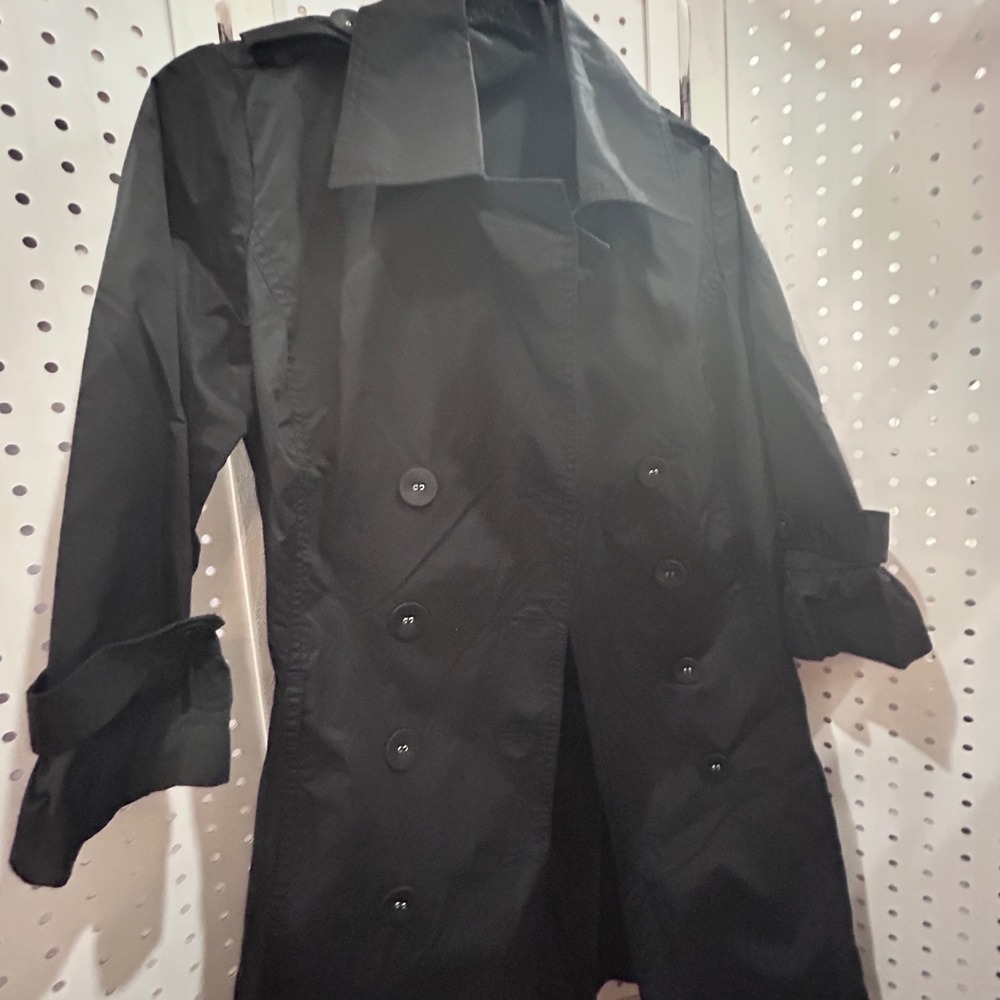 Apostrophe Black Double Breasted‎ Trench Coat M M Lightweight Classic